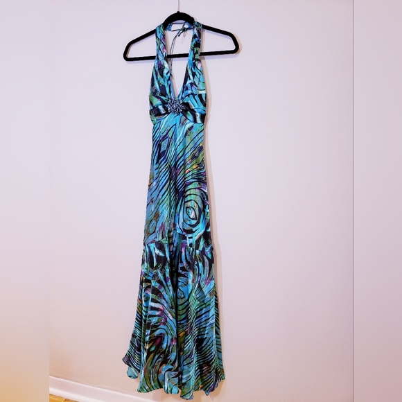Turquoise Halter Dress - Size 2 - Picture 2 of 10